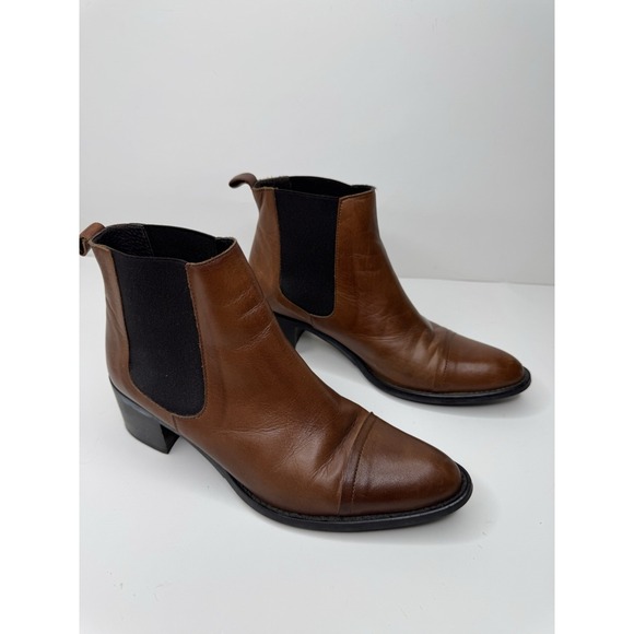 Bianco womens Ankle Boots Leather Block Heel Pointed Toe 38/8US - Picture 2 of 12